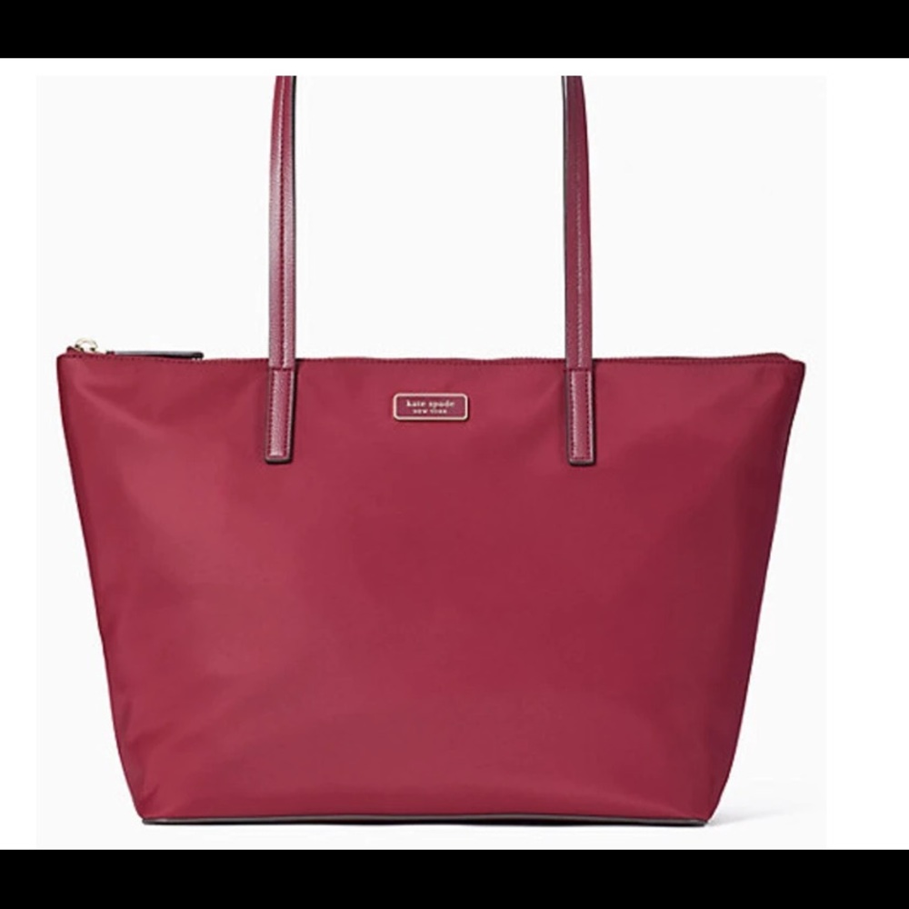 NWT Kate Spade Hayden Top Zip Tote Bag Blackberry Cranberry Red Maroon Purse